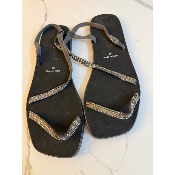 Free People Black Crystal Cove Sandals Size 38 - Picture 7 of 9